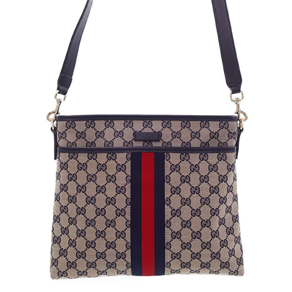Gucci Web Beige Blue GG Bag Canvas Messenger - Picture 2 of 9